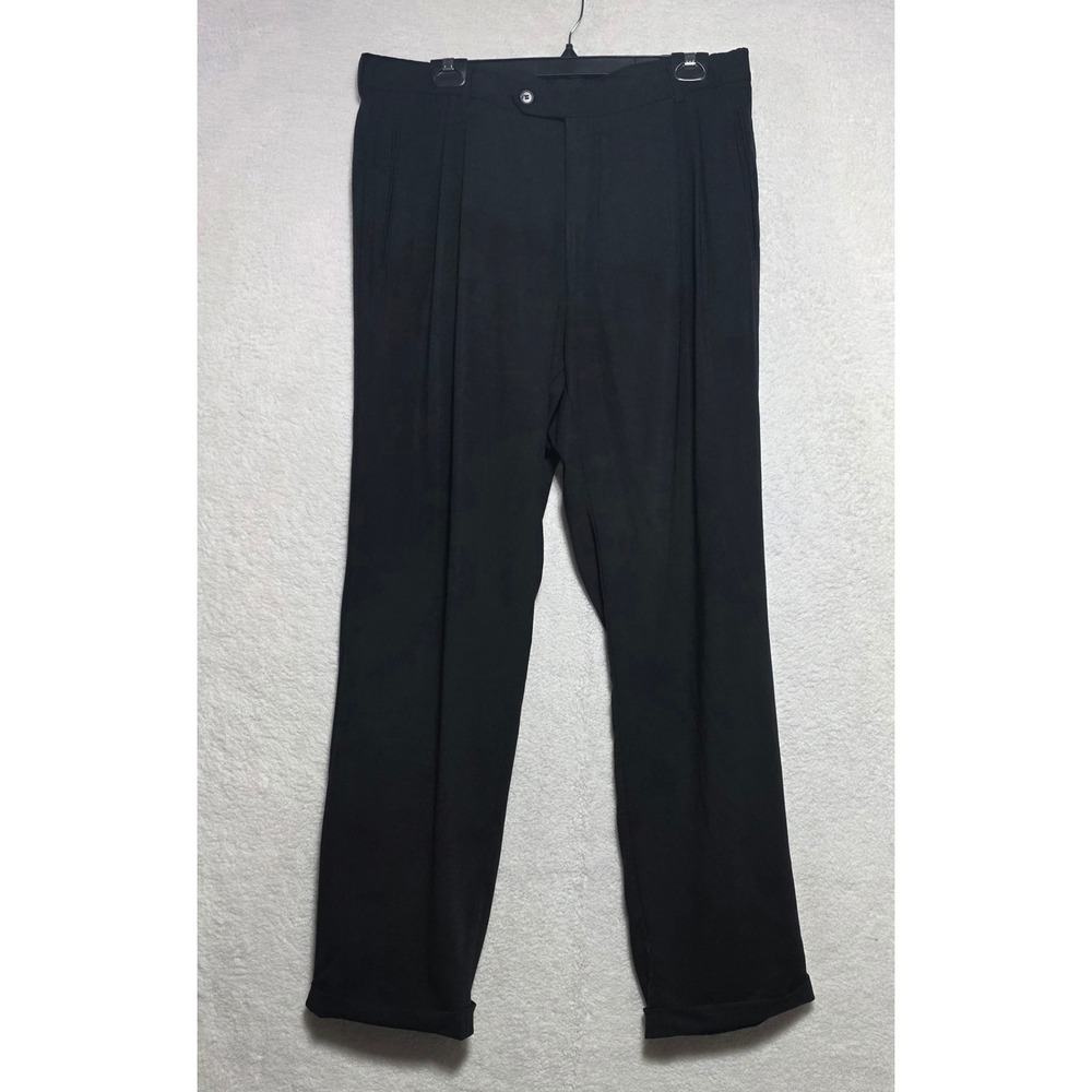 Hugo Boss Lopez US Men's Black 100% Virgin Wool Pleated Dress Pants Size 38R